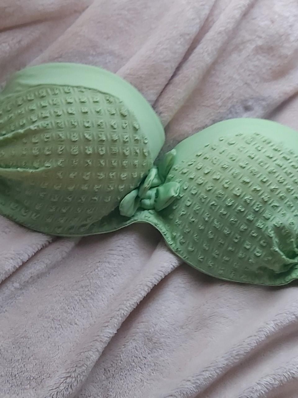 Aqua Strapless Bikini Top in Mint Green with Textured Detail